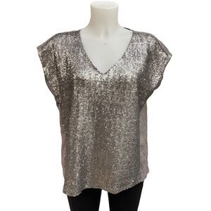 Stella & Dot The Renegade Top size XS‎ sequin, shimmer chrome blouse MSRP $119